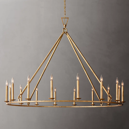 19Th C. Brass Round Chandelier