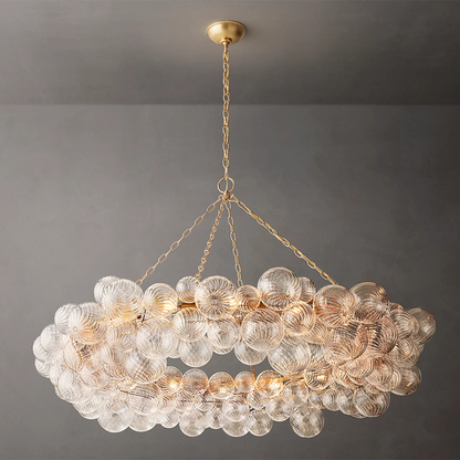Ribbed Glass Globe Chandelier