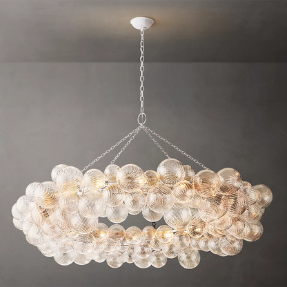 Ribbed Glass Globe Chandelier