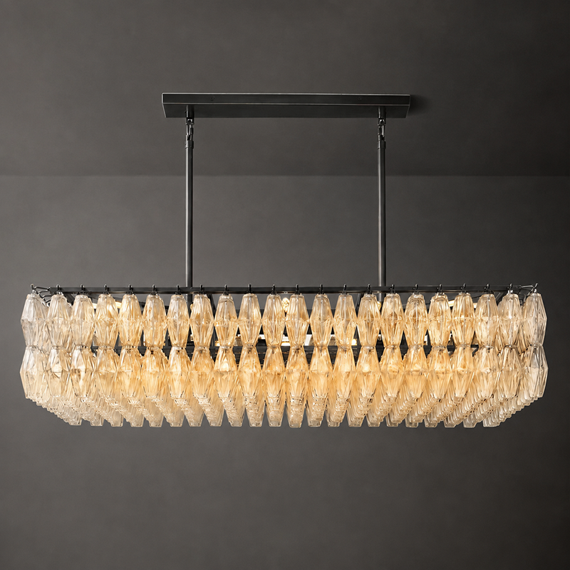 Chiara Modern Glass Rectangular Chandelier