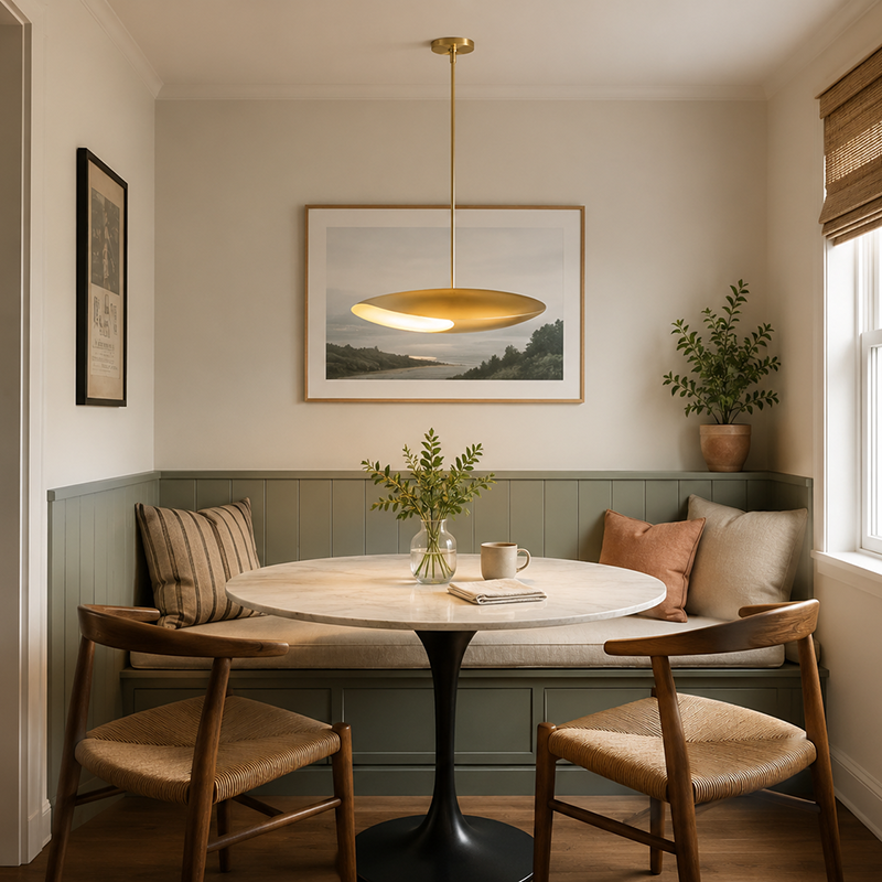 Sculptural Brass Bowl Pendant Light