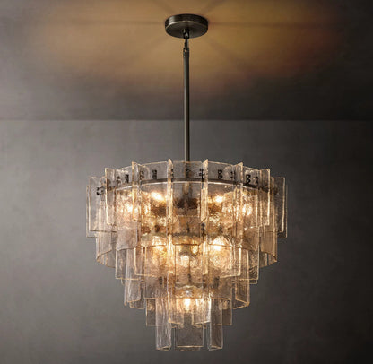 Lattice Tiered Glass Round Chandelier