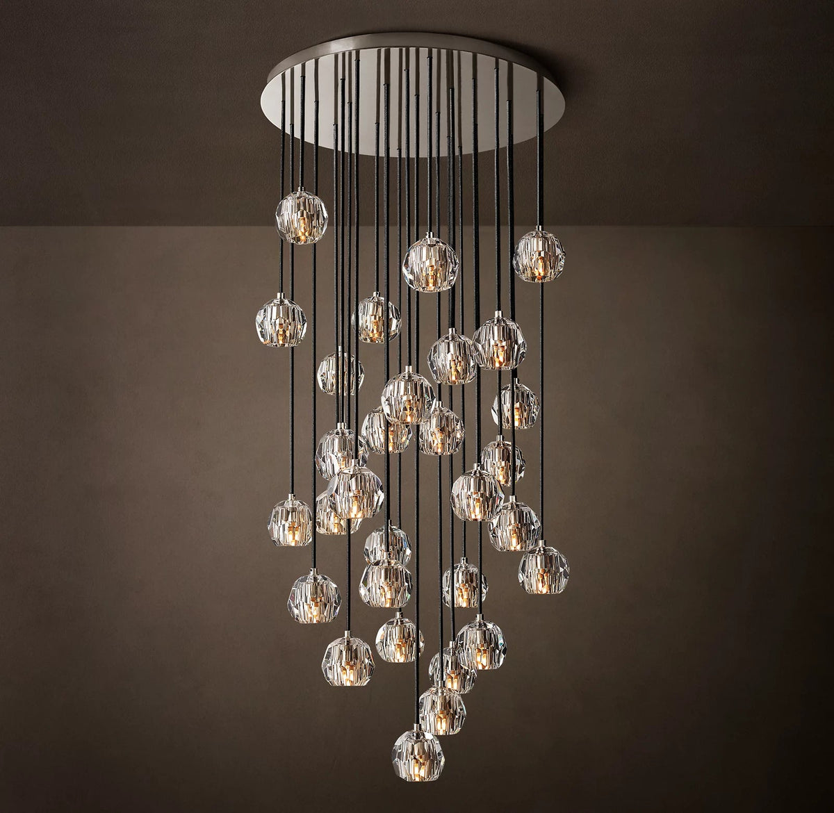 Clear Glass Round Cluster Chandelier