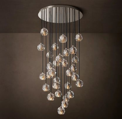 Clear Glass Round Cluster Chandelier