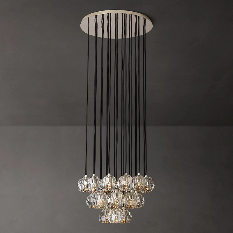 Clear Glass Round Cluster Chandelier