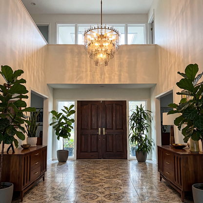 Lattice Tiered Glass Round Chandelier