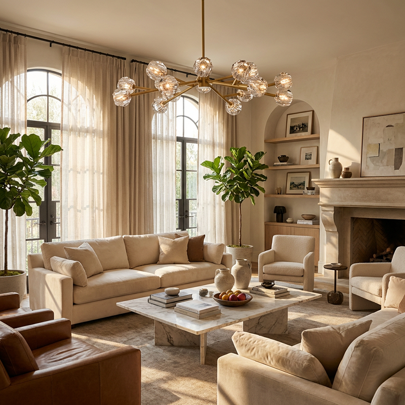 Clear Glass Round Chandelier