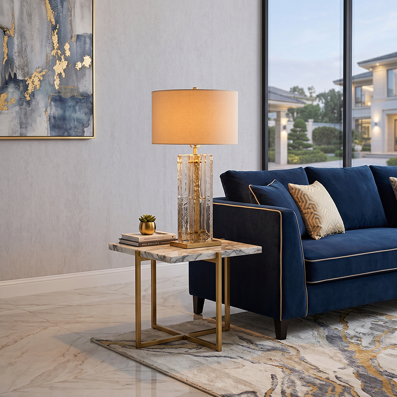 Lattice Clear Glass Table Lamp