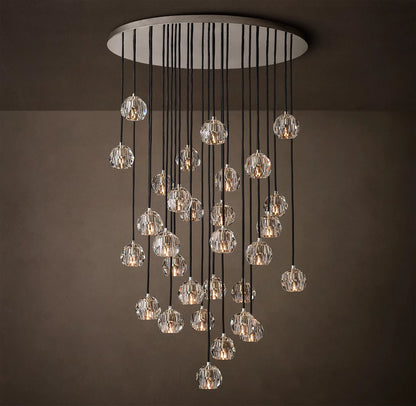 Clear Glass Round Cluster Chandelier
