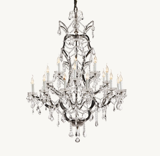 Rococo Iron Crystal Round Chandelier