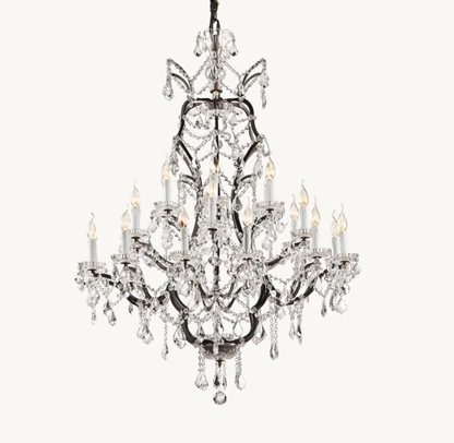Rococo Iron Crystal Round Chandelier