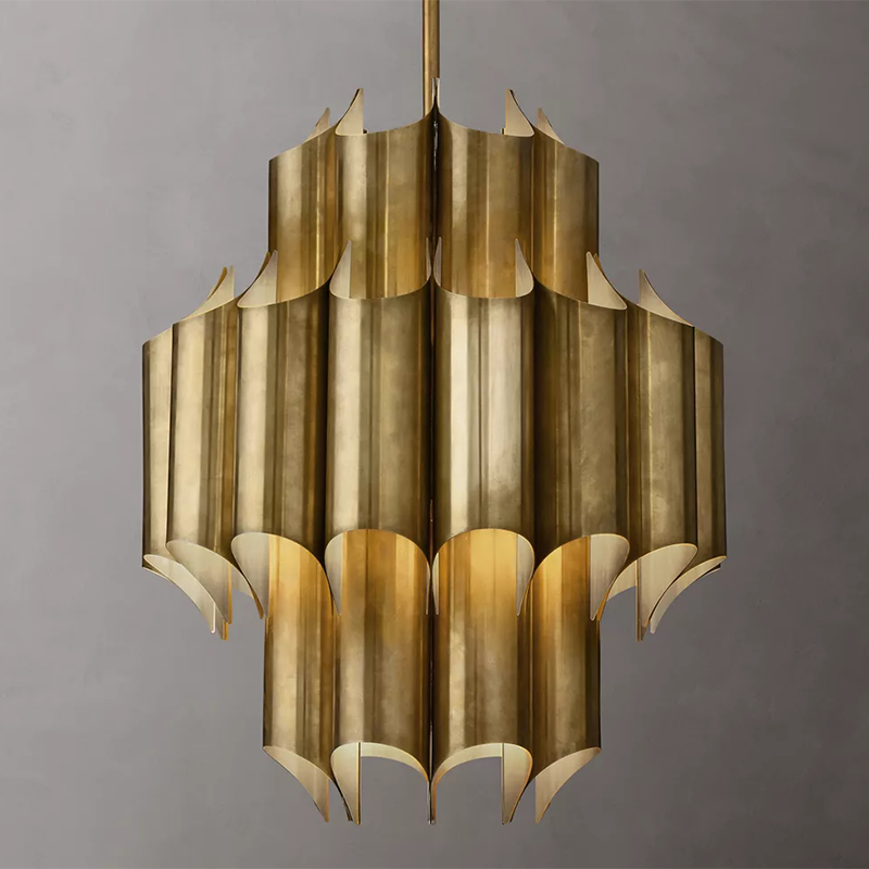 Sculptural Brass Pendant Light