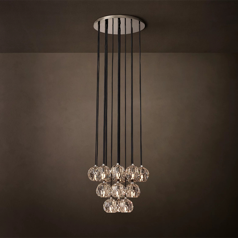 Clear Glass Round Cluster Chandelier