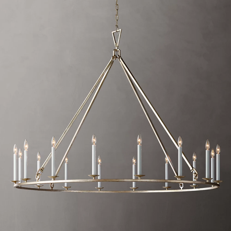 19Th C. Brass Round Chandelier