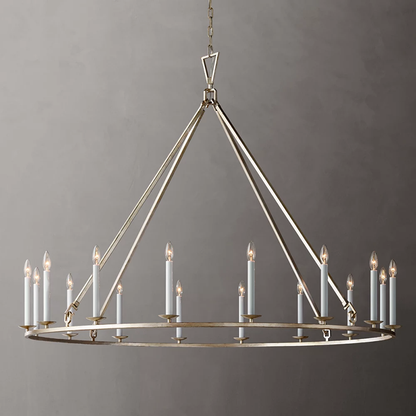 19Th C. Brass Round Chandelier