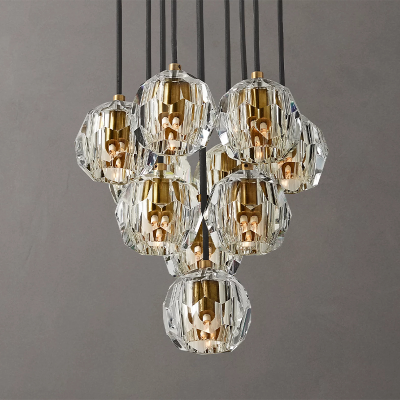 Clear Glass Round Cluster Chandelier