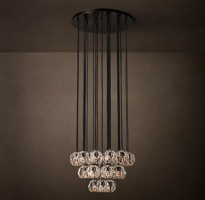 Clear Glass Round Cluster Chandelier