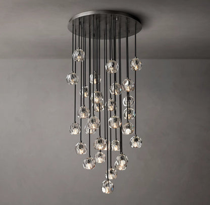Clear Glass Round Cluster Chandelier