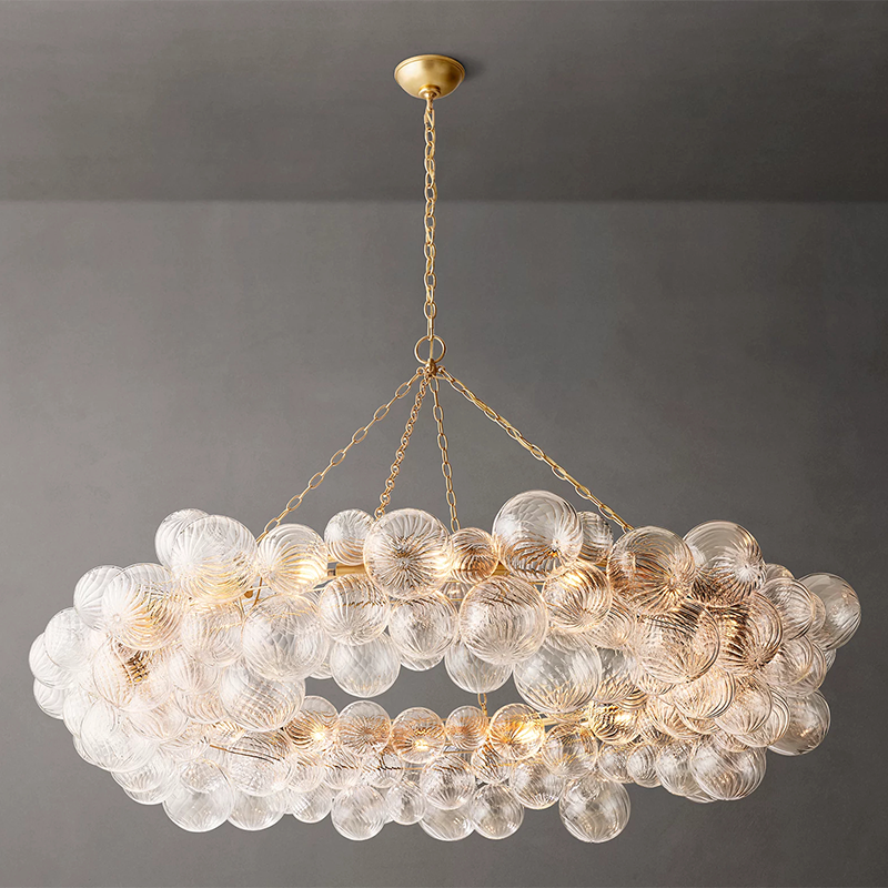 Ribbed Glass Globe Chandelier