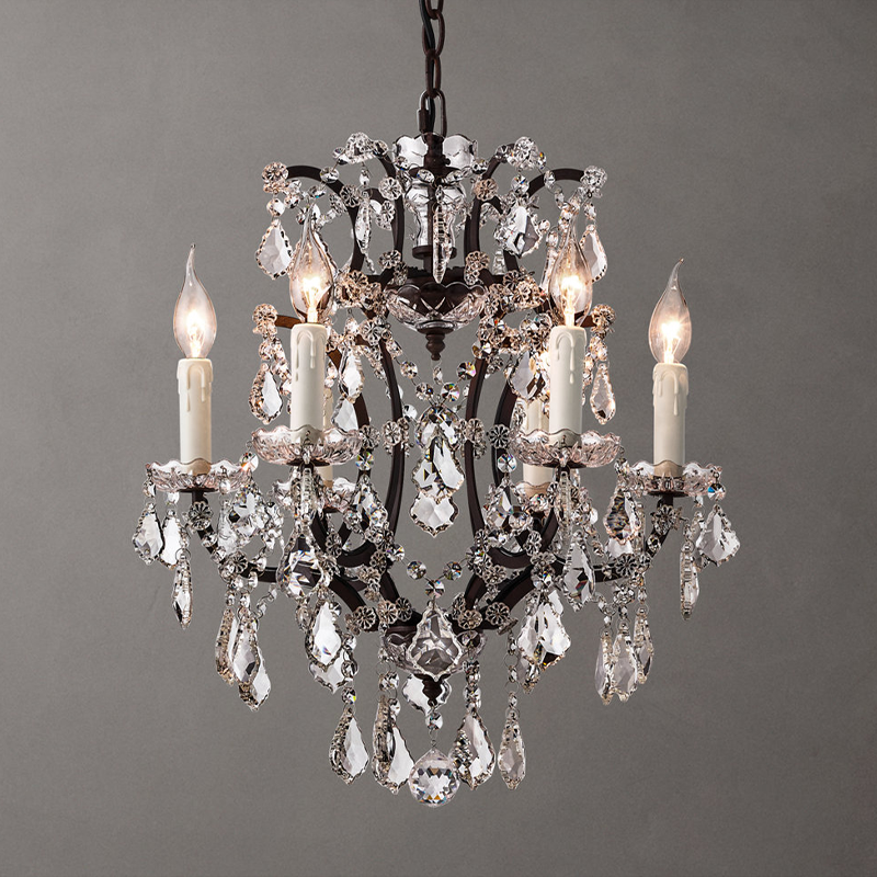 Rococo Iron Crystal Round Chandelier