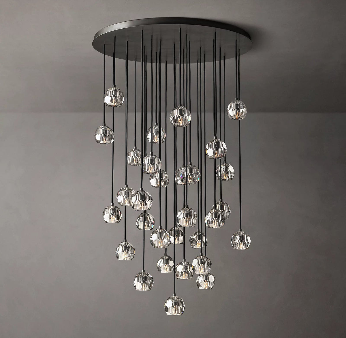 Clear Glass Round Cluster Chandelier