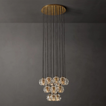 Clear Glass Round Cluster Chandelier
