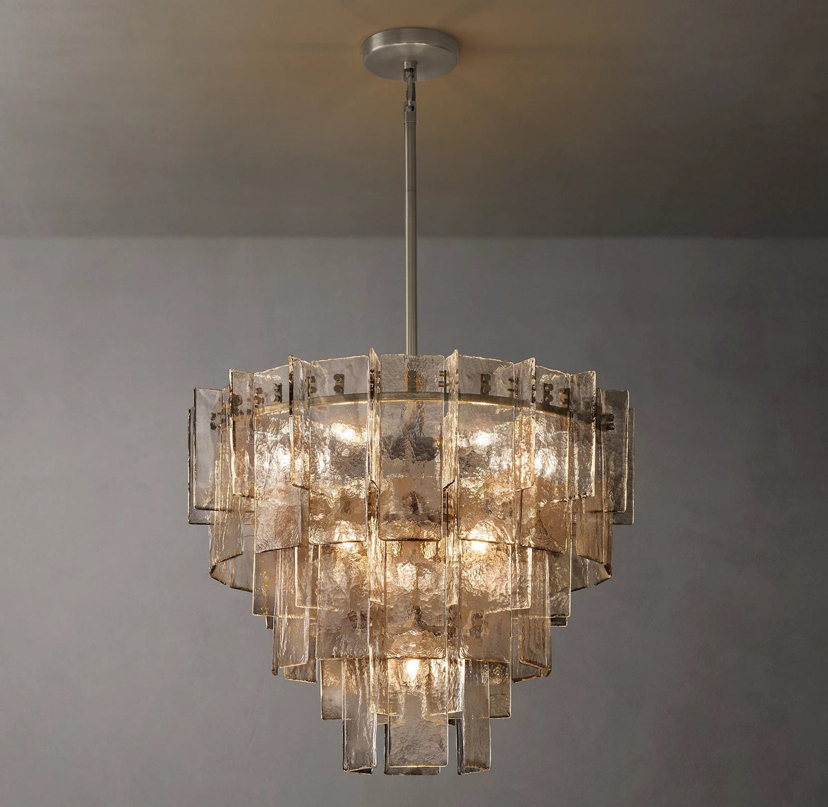 Lattice Tiered Glass Round Chandelier