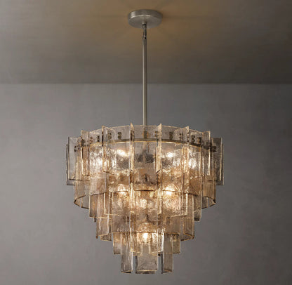 Lattice Tiered Glass Round Chandelier