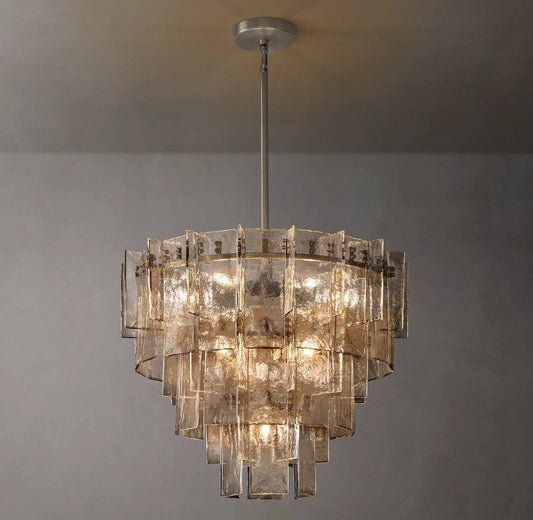 Lattice Tiered Glass Round Chandelier