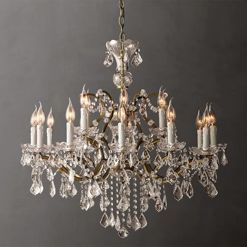 Rococo Iron Crystal Round Chandelier
