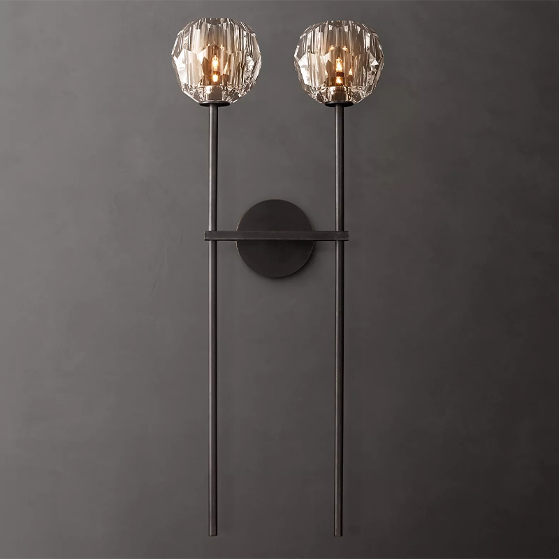 Large Double Clear Glass Wall Sconce
