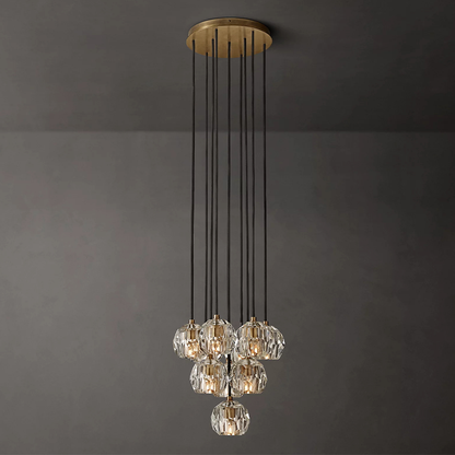 Clear Glass Round Cluster Chandelier