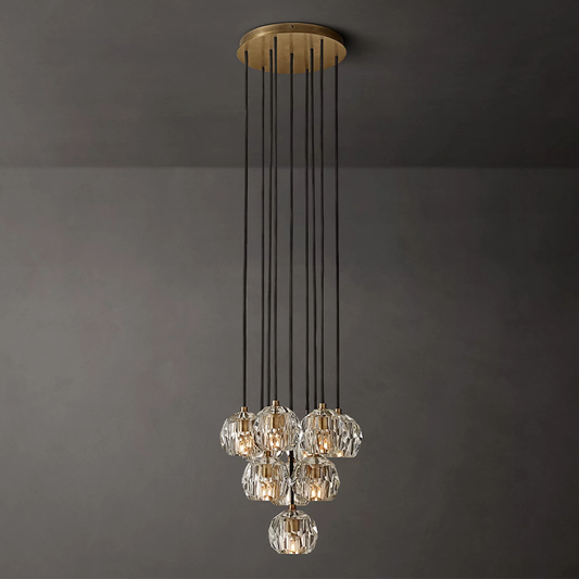 Clear Glass Round Cluster Chandelier