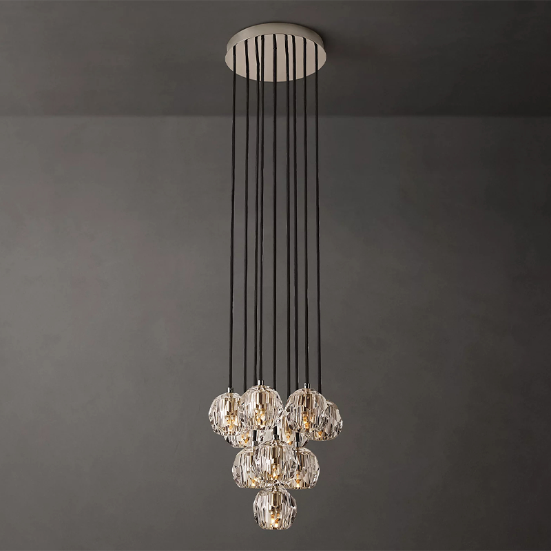 Clear Glass Round Cluster Chandelier
