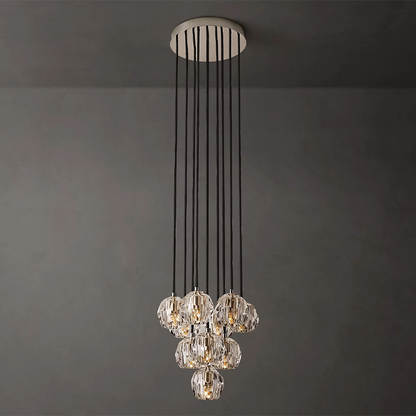 Clear Glass Round Cluster Chandelier