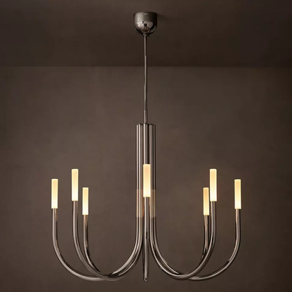 Modern Brass Curved Chandelier
