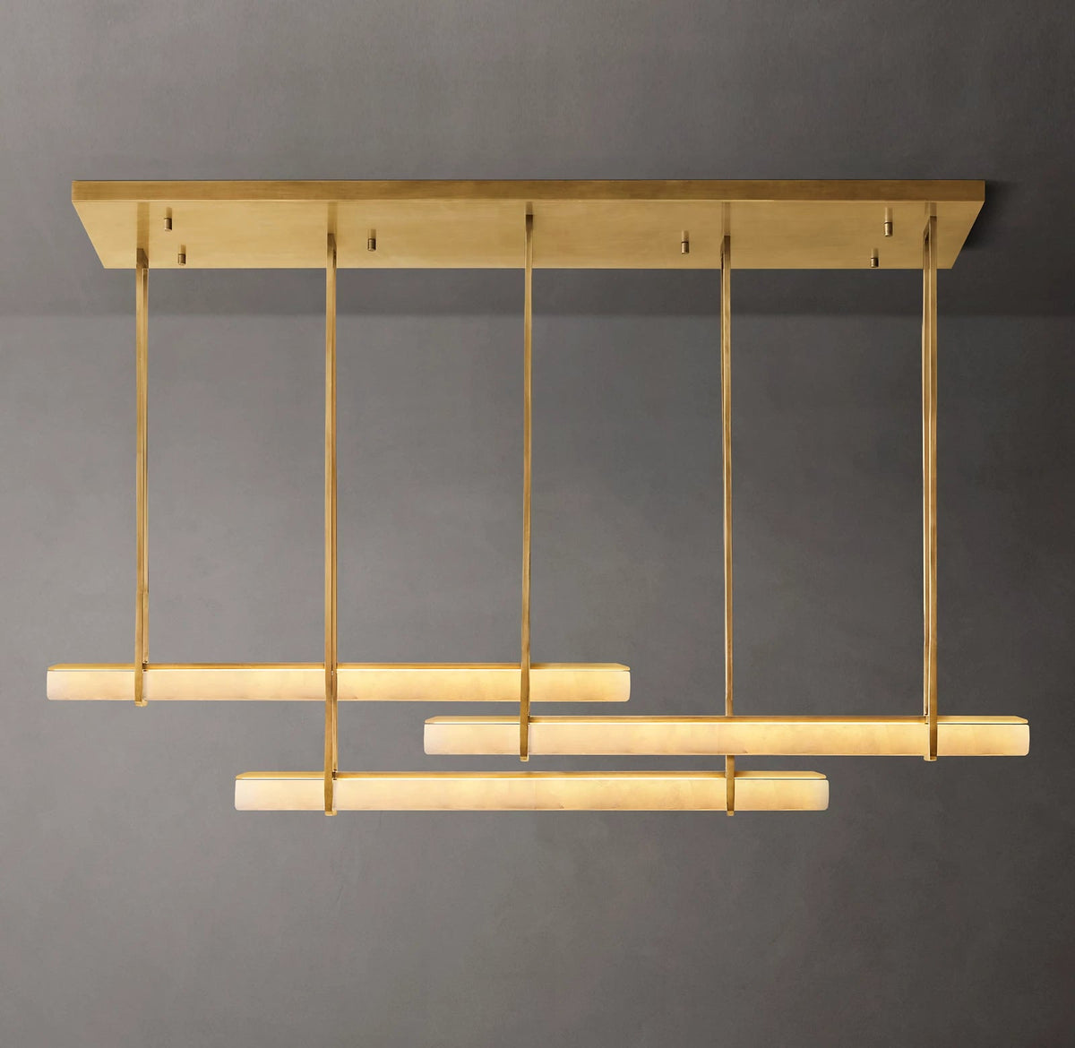 Audubon Triple Bar Alabaster Chandelier