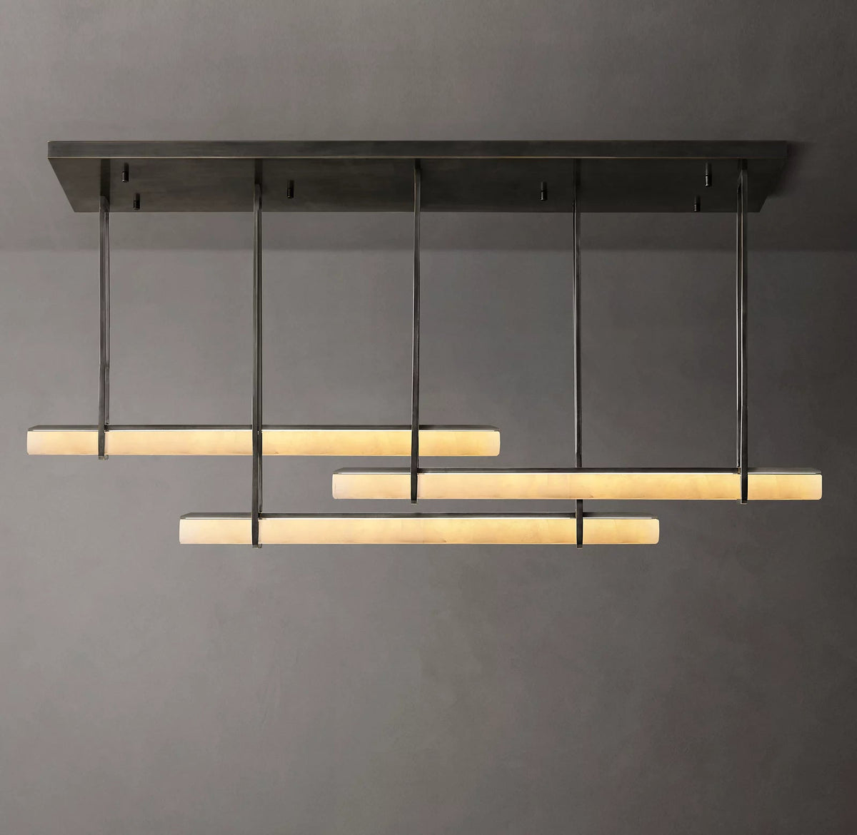 Audubon Triple Bar Alabaster Chandelier