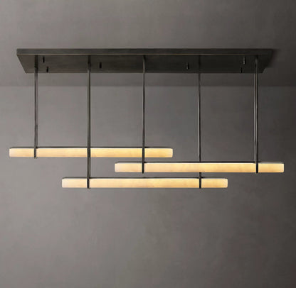 Audubon Triple Bar Alabaster Chandelier