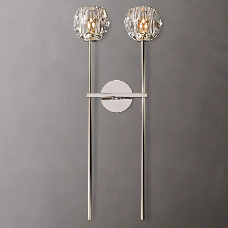Large Double Clear Glass Wall Sconce