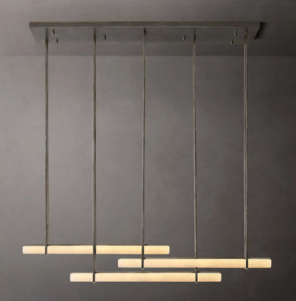 Audubon Triple Bar Alabaster Chandelier