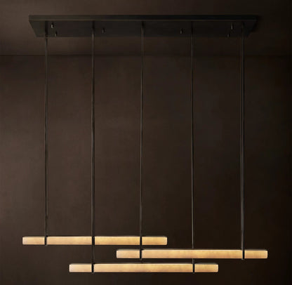 Audubon Triple Bar Alabaster Chandelier