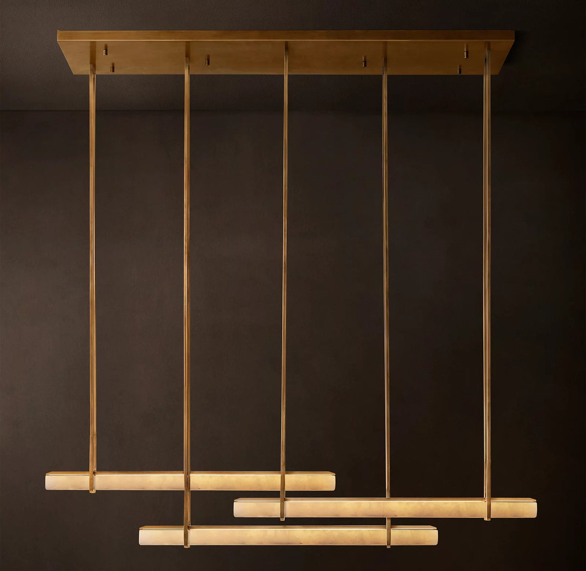 Audubon Triple Bar Alabaster Chandelier