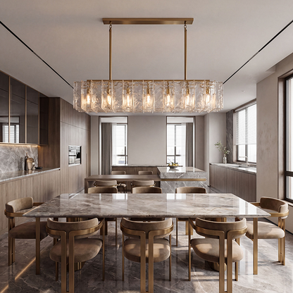 Lattice Rectangular Glass Chandelier