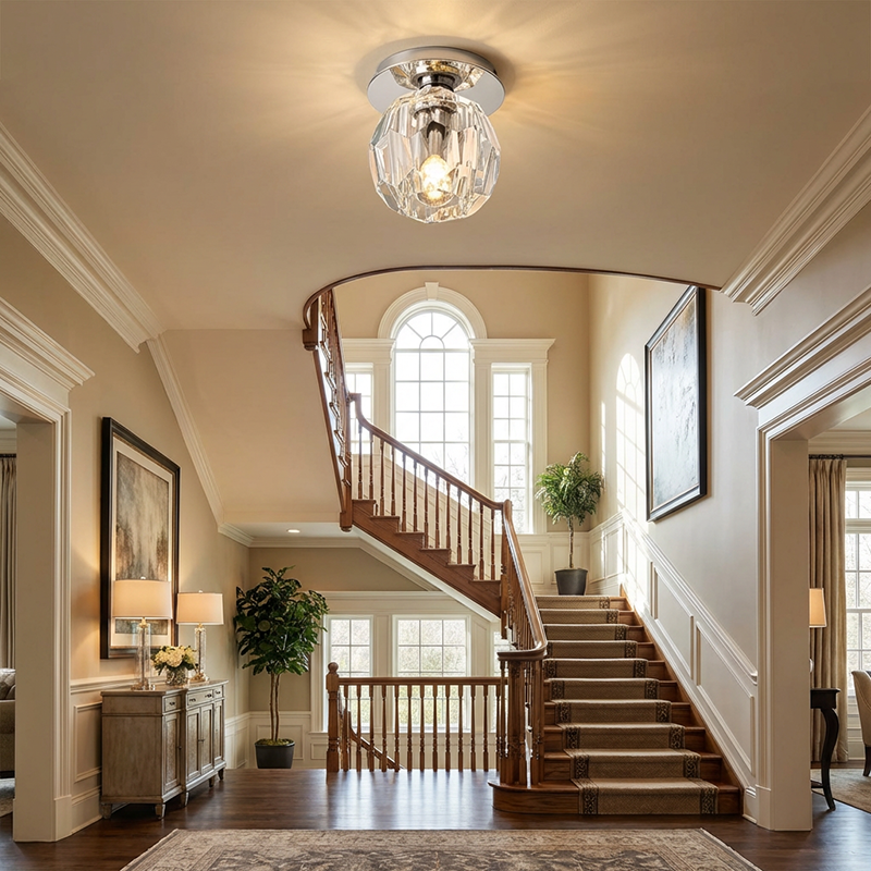 Small Crystal Ball Flush Mount