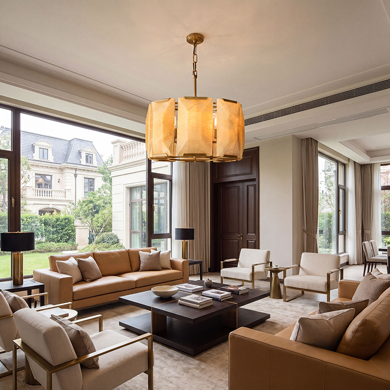 Harlow Calcite Round Chandelier
