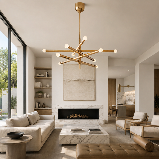Modern Brass Multi-Light Chandelier
