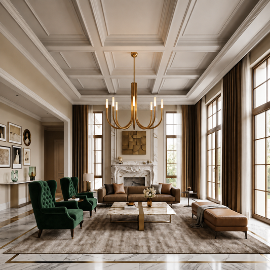 Modern Brass Curved Chandelier