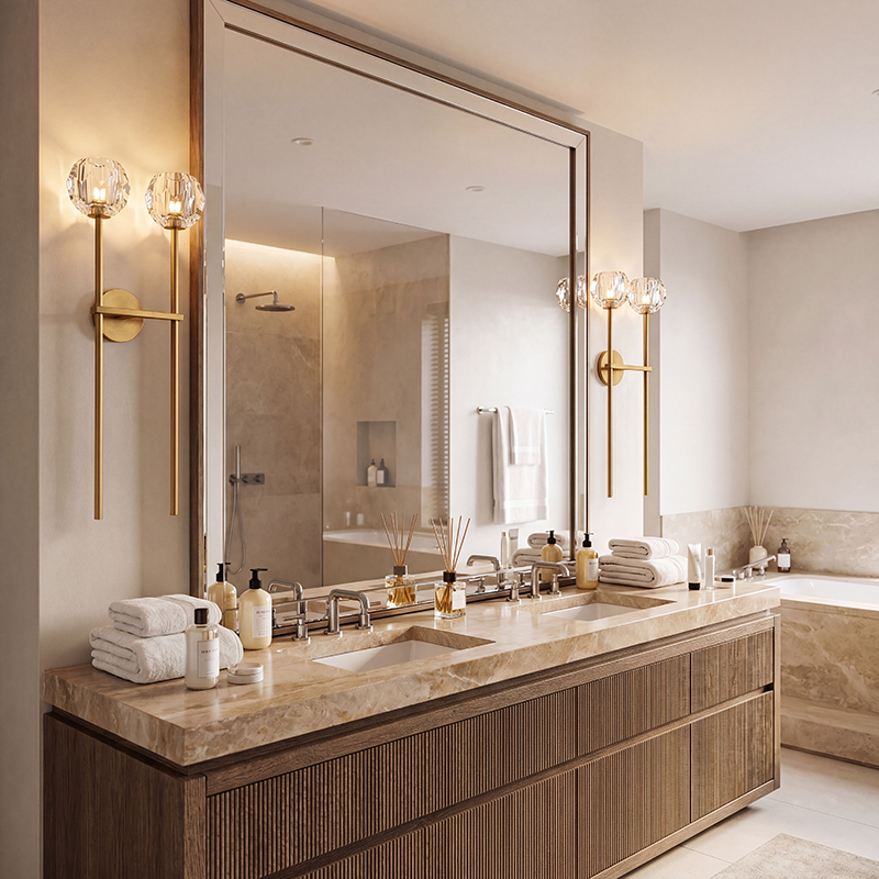 Large Double Clear Glass Wall Sconce