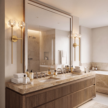 Large Double Clear Glass Wall Sconce